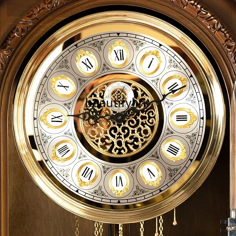 

ss7486 Helmler movement floor clock European villa vertical living room clock, retro American classical pendulum clock