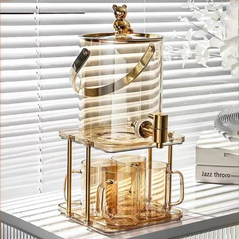 

Cold kettle with faucet large-capacity beverage barrel glass high temperature resistant household living room high-value juice