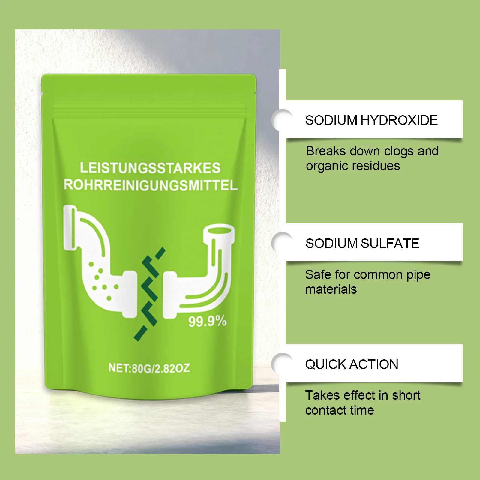 Drain Cleaner Powder - Multi-Functional Household Unclogger for Toilet & Kitchen | Clog Removal, Odor Elimination & Blockage