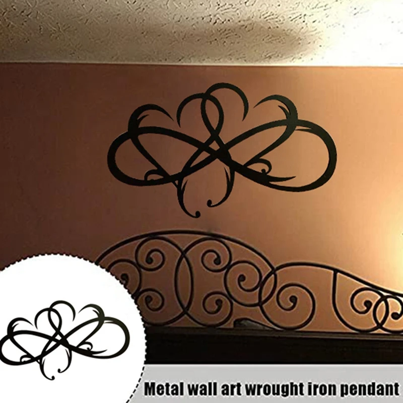 Double Infinity Heart Metal Wall Art Hanging Love Two Hearts Become One Wall Sign Sculpture For Home Wall Wedding Decor