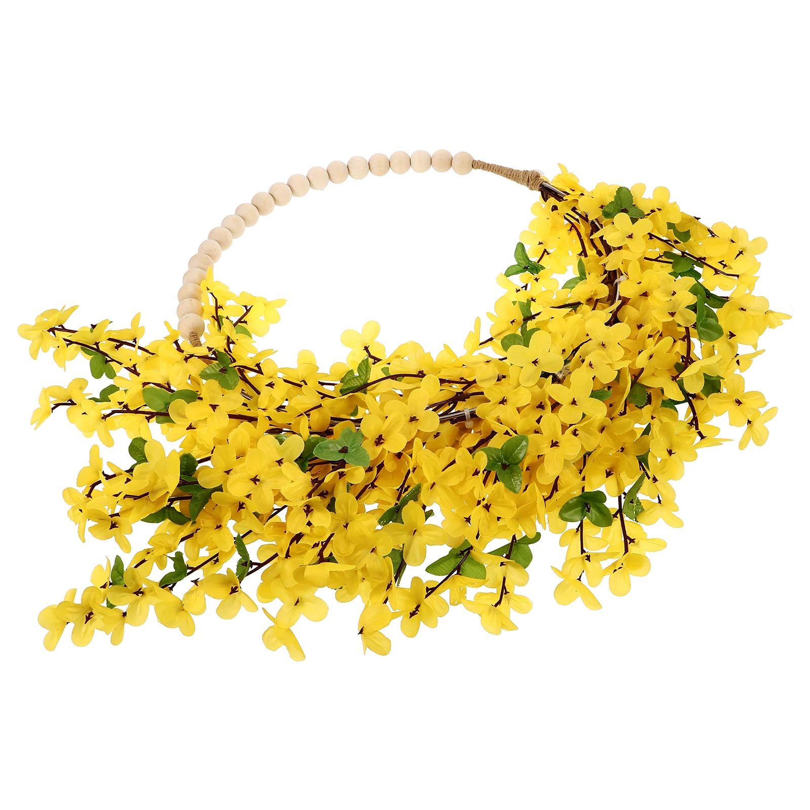 

Simulated Forsythia Wreath Bright Natural Artificial Floral Spring Summer Wood Beads Decor Front Door Farmhouse Porch Home