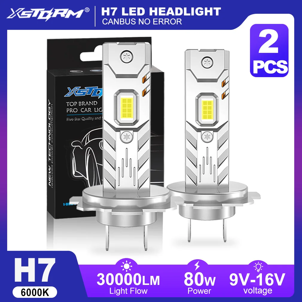 

XSTORM H7 Светодиодные фары Canbus 80W 30000LM H4 Светодиодные фонари H11 H27 9005 9006 Автомобильные противотуманные фары Синдские лампы с медной трубкой
