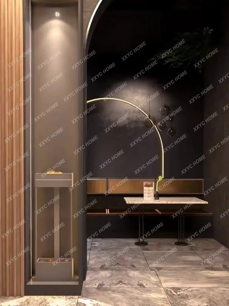 

LFloor-to-ceiling running water fish tank light luxury office landscaping creative living room ornament pool water landscape