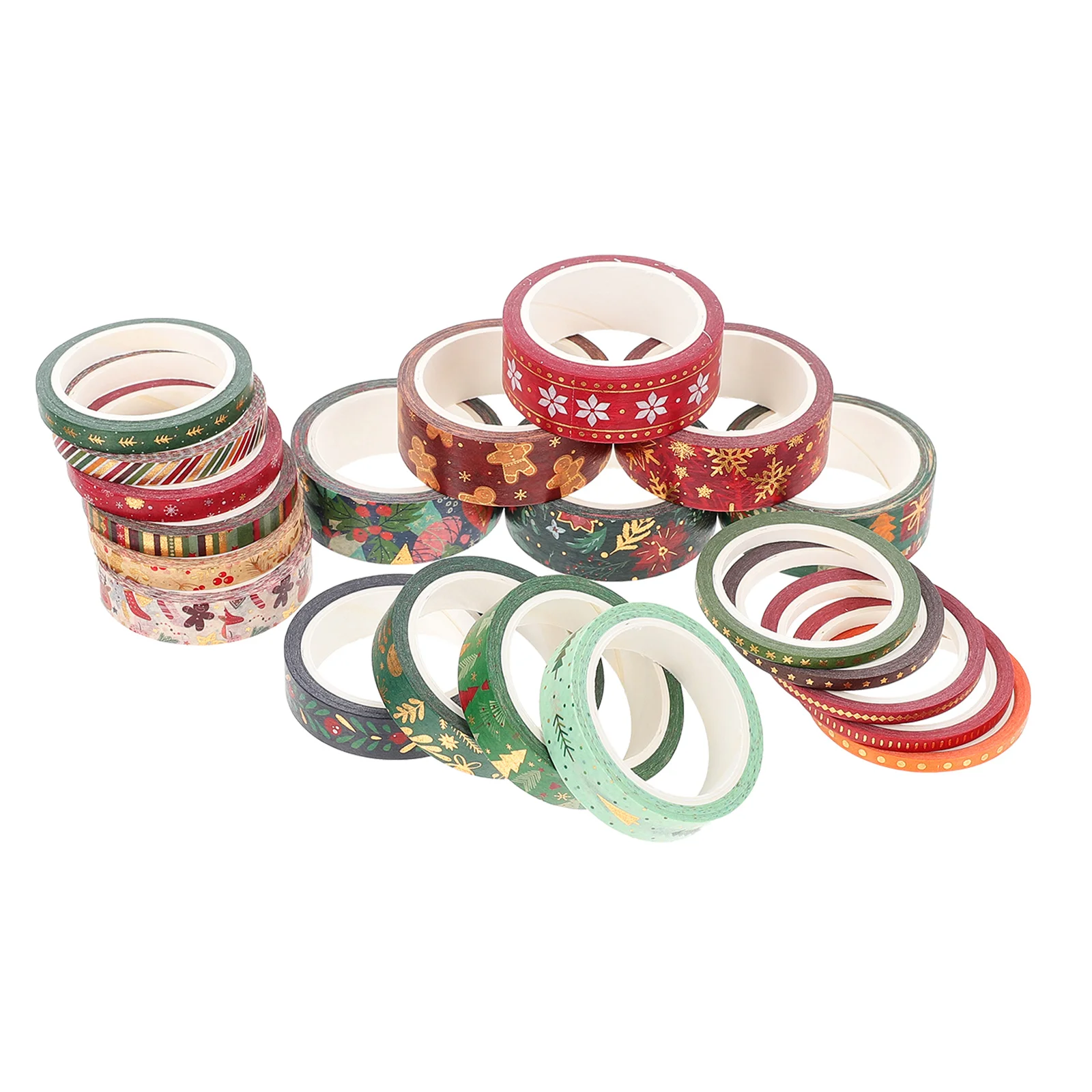 21 Rolls Decor Christmas Washi Tape Self-adhesive Tapes Holiday Cartoon Xmas Paper Decorative Gift Wrapping