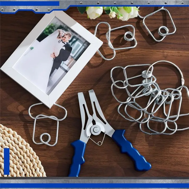 AT21-Miter Spring Clamp Set Pliers With 20 Clamps For Woodworking, Picture Frames, Wood Trim, Moldings With Ring
