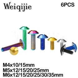 Weiqijie 6 uds perno de titanio M5x12/15/20/25mm M6x12/15/20mm tornillo de cabeza Torx para sujetadores de accesorios de bicicleta