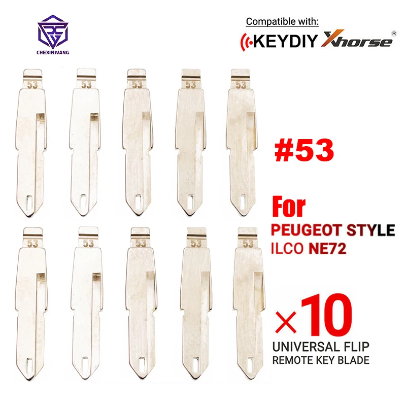 

10Pcs/Lot NO.53 NE72 Metal Uncut Blank Flip Remote Key Blade For Peugeot 207 206 for Citroen for Renault for KD Xhorse VVDI JMD