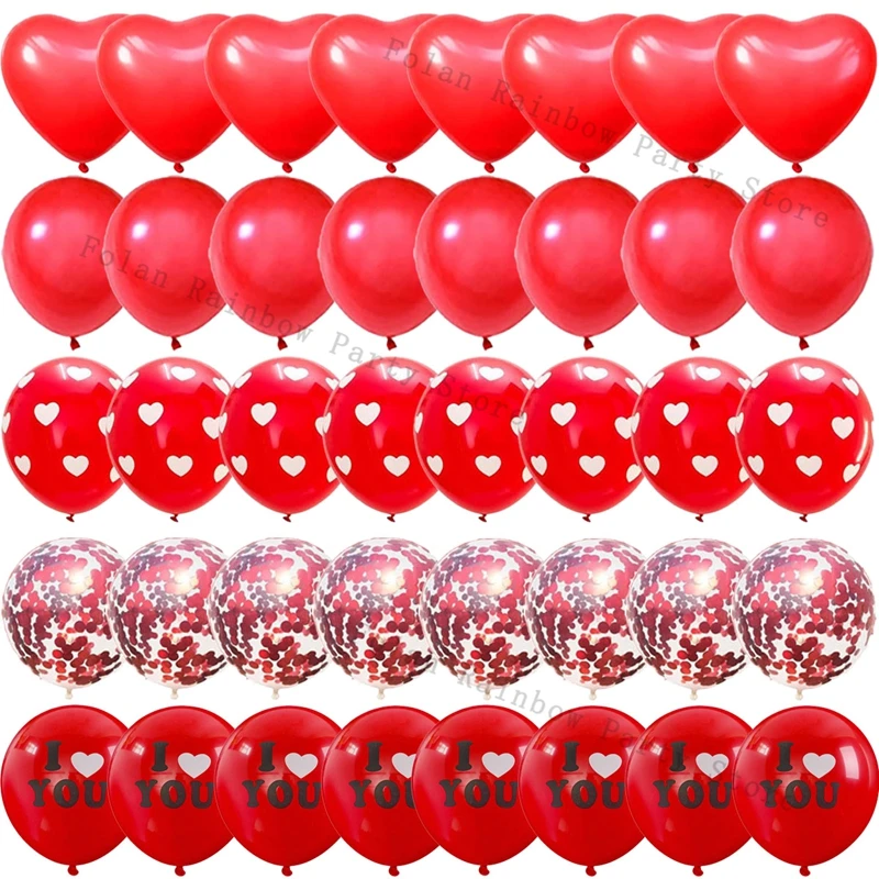 40 Uds. Juego De globos De decoración De San Valentín, globos De amor con corazón rojo rosa para aniversario De boda, regalo del Día De San Valentín 14 De febrero