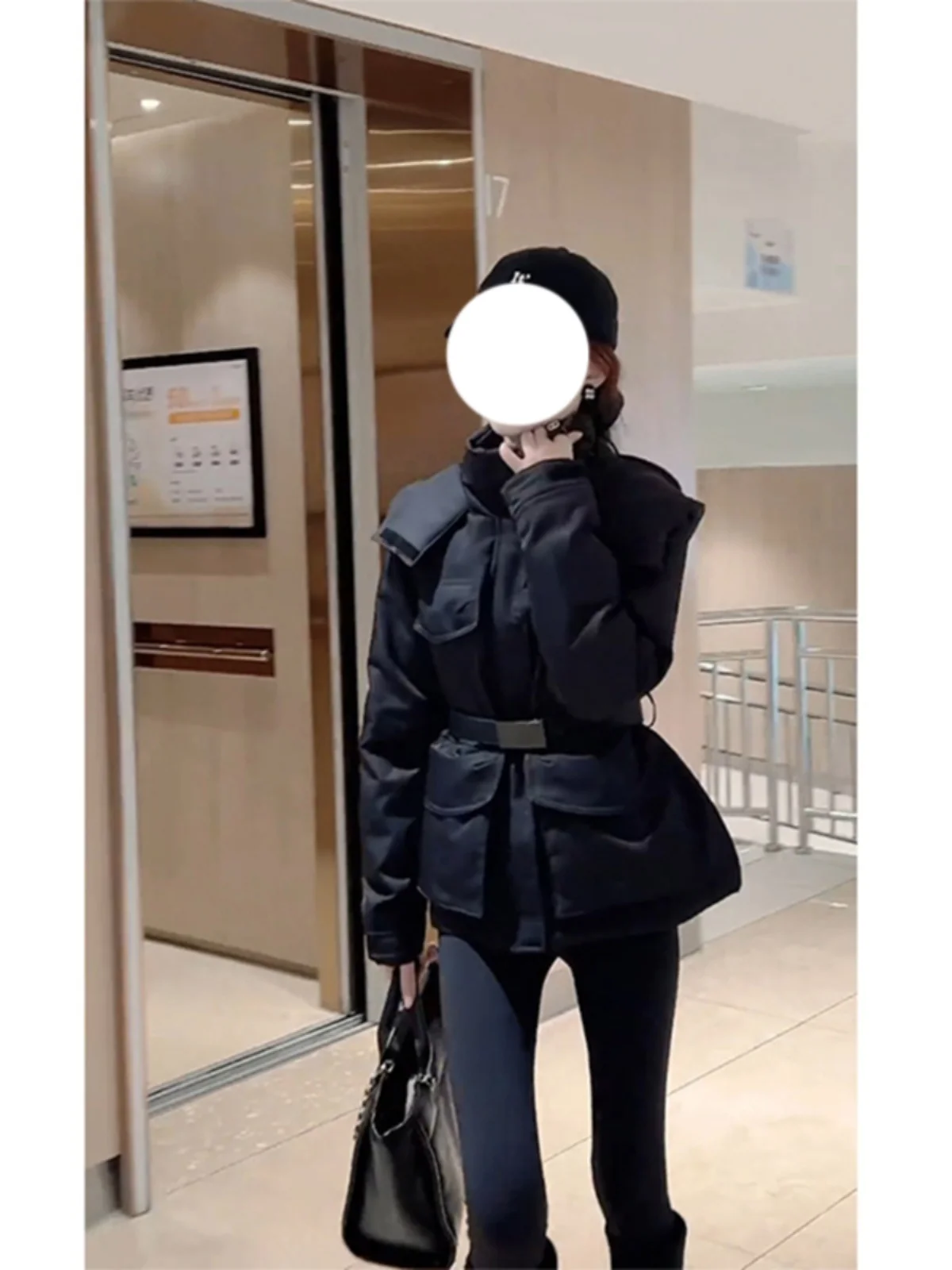 

Black Workwear Jacket Waist-Cinching Short Winter Coat 2024 Autumn Winter New Style Cotton Top Women's Fashion Commute