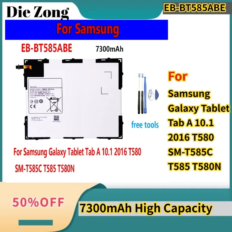 rechargeable Tablet Tablet EB-BT585ABE 7300mAh Battery For Samsung Galaxy Tablet Tab A 10.1 2016 T580 SM-T585C T585 T580N