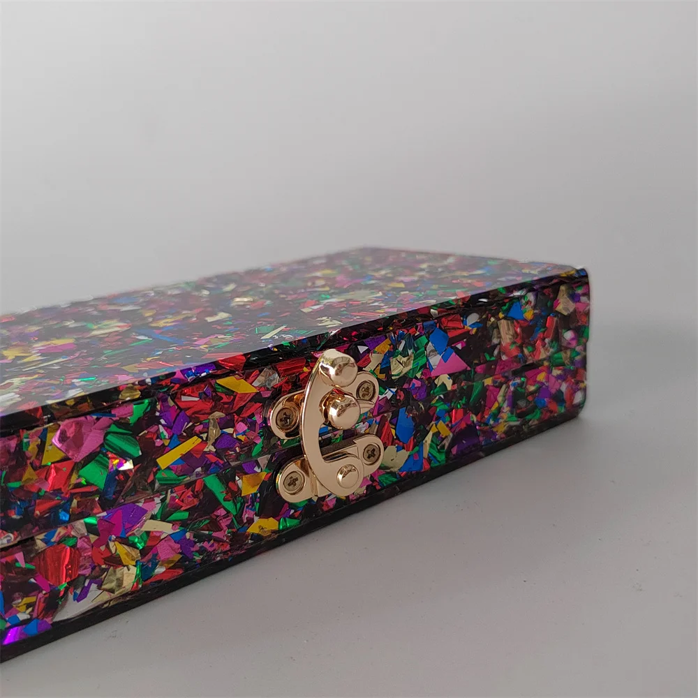 Acrylic Box Clutches Evening Bags Women Luxury Purse Colorful Big Glitter Party Travel Beach Female Flap Mini Chic Shoulder Bag