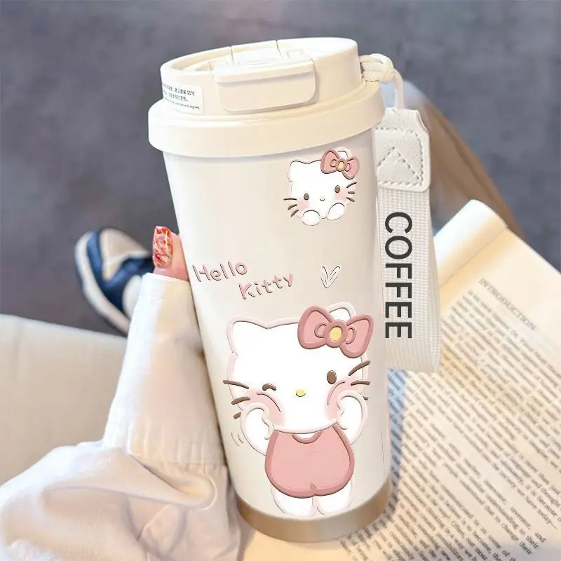 

Горячая термочашка HelloKittySUS316, Sanrio, прямая чашка для кофе с героями мультфильмов, портативная чашка для домашнего офиса, 520 мл, двойная чашка для питья в стиле аниме для пары