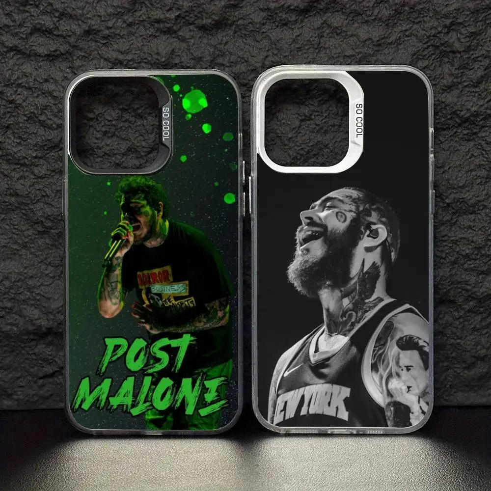

P-Post Singer M-Malone Phone Case For iPhone 17 16 15 14 13 12 11 Pro Max Plus Silver Matte Black Cover