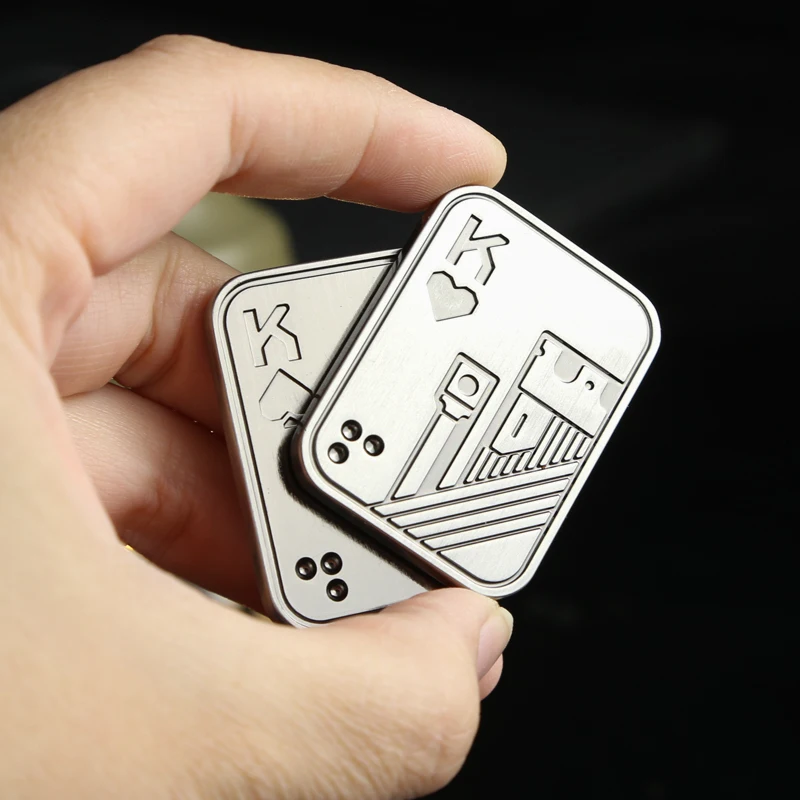 KK AA Fidget Slider Metalen Schedel Push Slider Stress Relief Speelgoed Anti Stress EDC Top Spinning Poker Speelgoed Volwassenen Geschenken