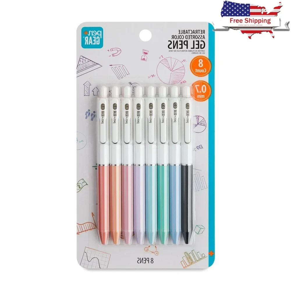 

Выдвижные гелевые ручки с чернилами, средняя точка, 0,7 мм, быстросохнущие, не размазывающиеся, удобная ручка, 8 цветов для письма, рисования