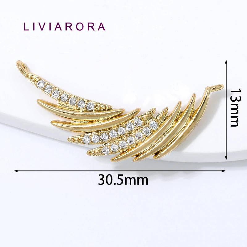 1/2Pcs 18K Gold Plated Brass Feather Leaf Pendant For Jewelry Making,CZ Feather Wing Charms For DIY Necklace Making Materials