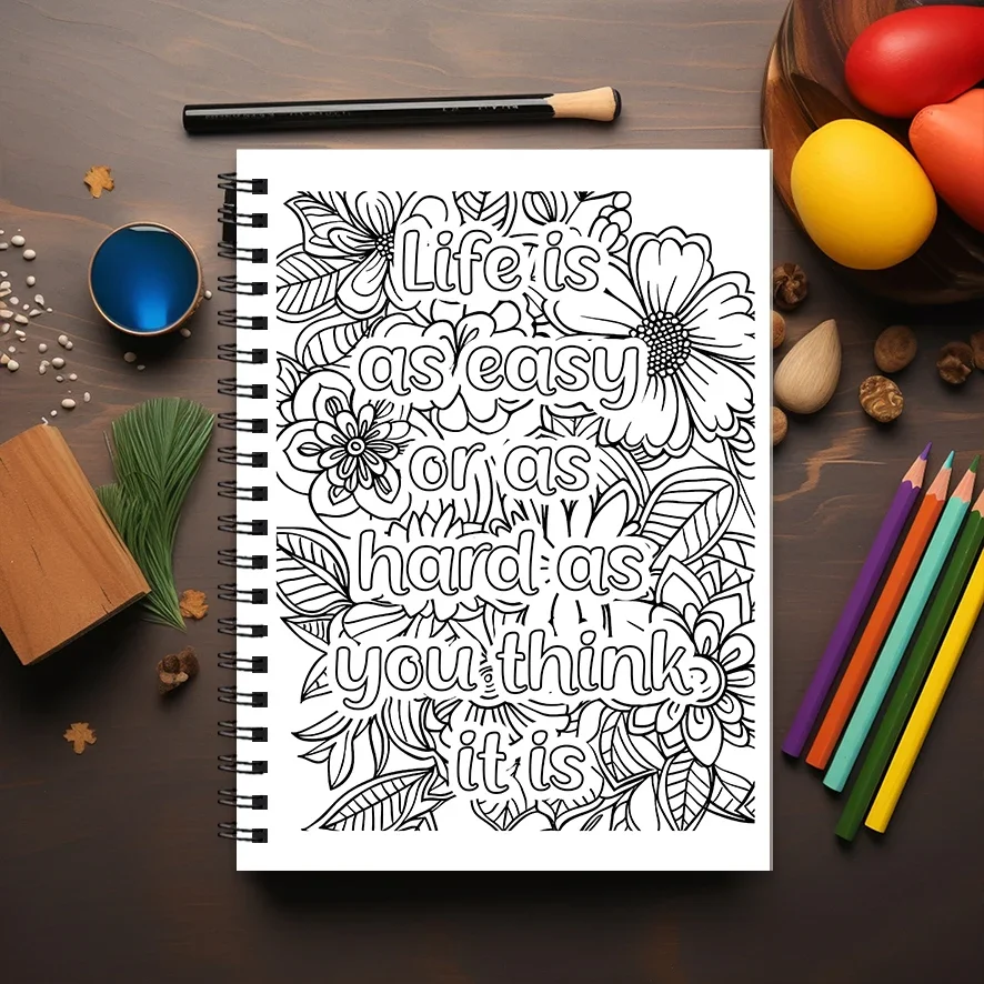 Encouraging Proverbs Adult Coloring Book - 8.3x 11.2 Inch 22 Page Coloring Book - Helps Reduce Stress and Ease Emotions