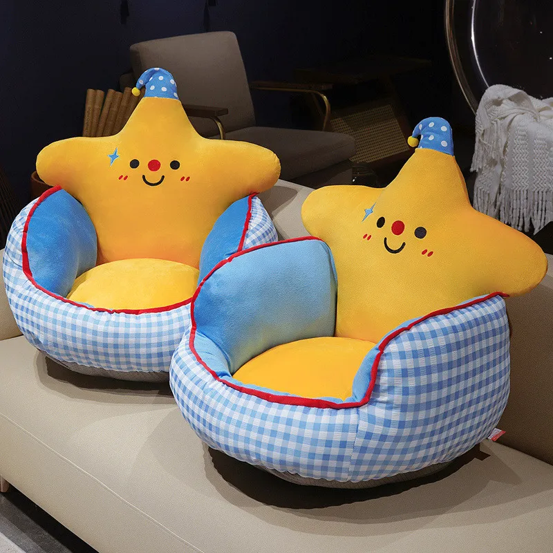 Yellow Star Chair Plush Seat Polka Dot Sleeping Cap Integrated Armrests 45x50cm 60x60cm Sofa Back Support Cushion Seat