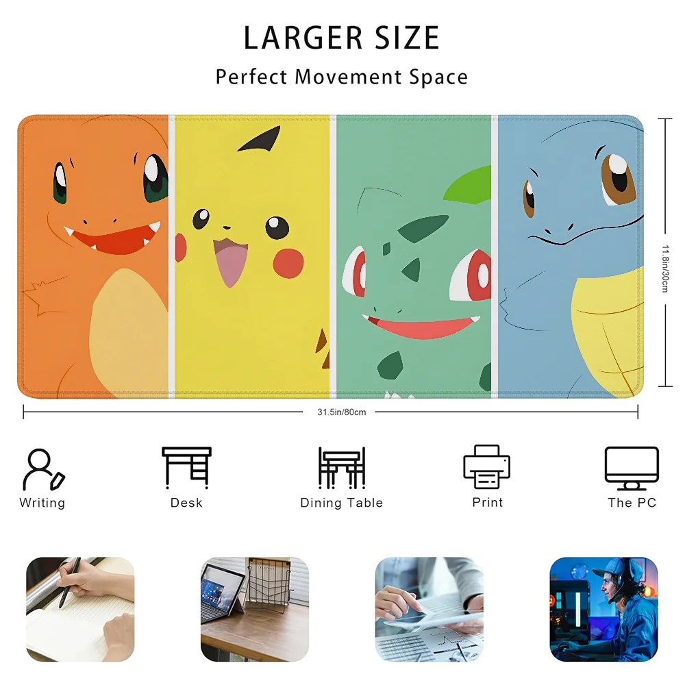 Bonito mousepad gamer tapete de mesa de borracha sobre borda antiderrapante kawaii gaming teclado almofada p-pokemons mouse pads acessórios do computador