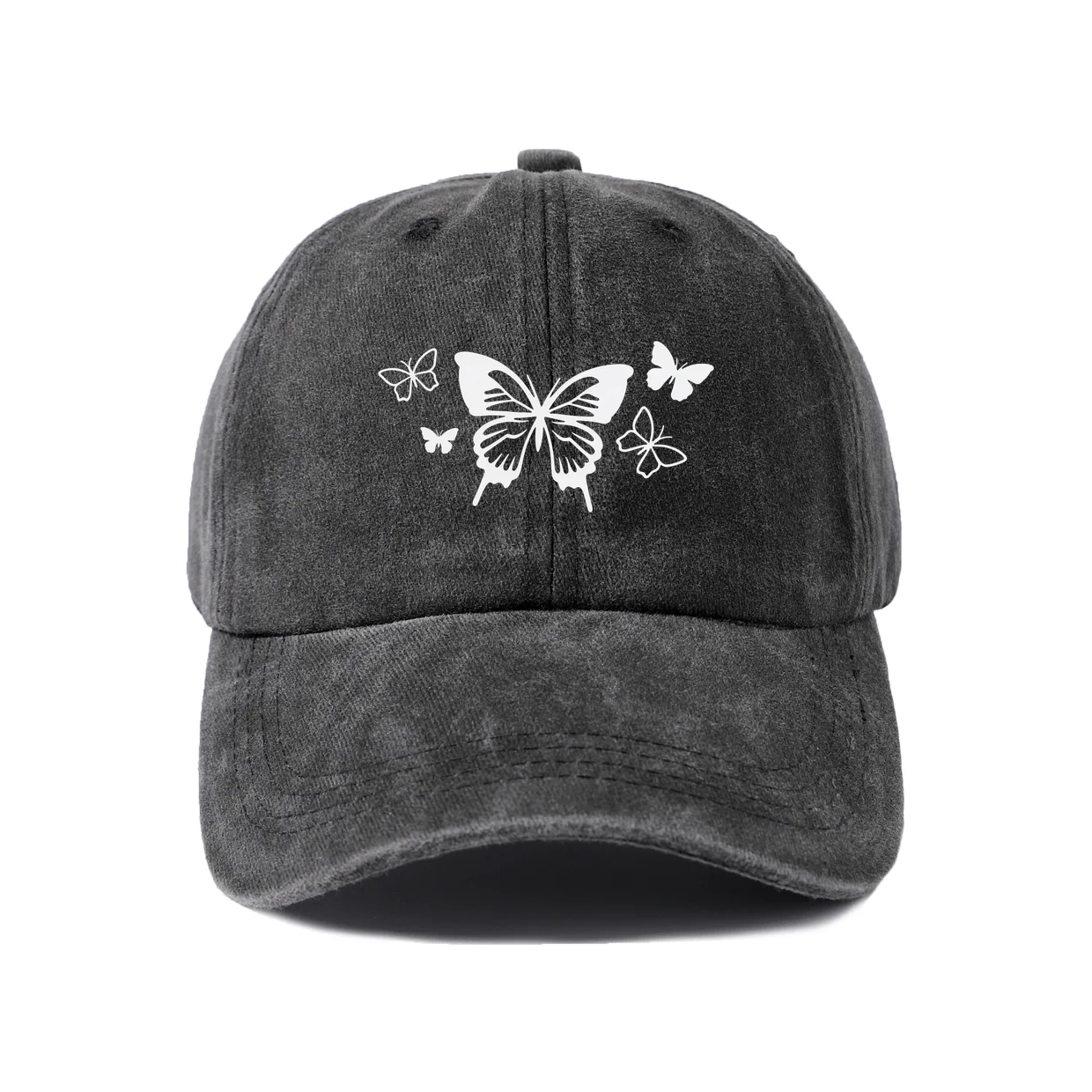 Floral Cat Line Art Graphic Vintage Washed Baseball Cap, Adjustable Unisex Dad Hat, Weekend Gift