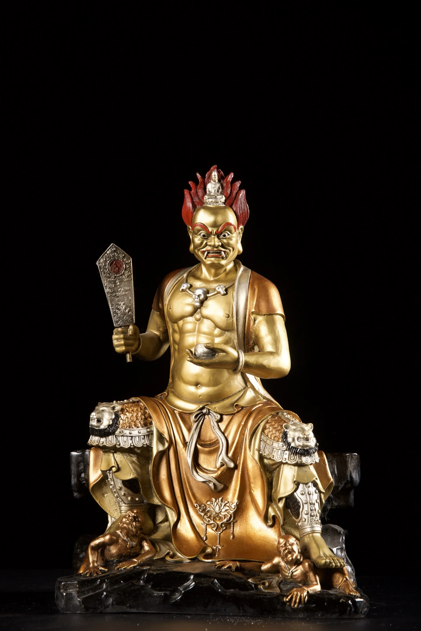 Old Bronze Gilded Painted Mianran Bodhisattva Mianran Ghost King Sitting Buddha Lotus Buddha Terrace Amitabha Worship Hall