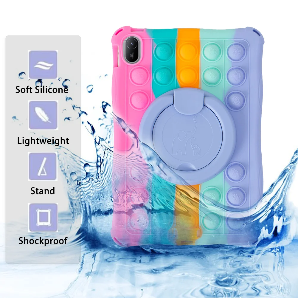 Soft Silicone Case For Huawei MatePad SE 11 2024 AGS6-W00 360 Rotating Stand Cover With Handle Grip Shoulder Strap Shockproof