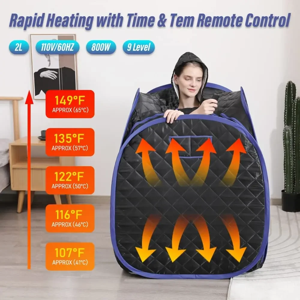 Portable Sauna Set Full Body at Home Spa Hat Tent Include 3L Steamer with Remote Control