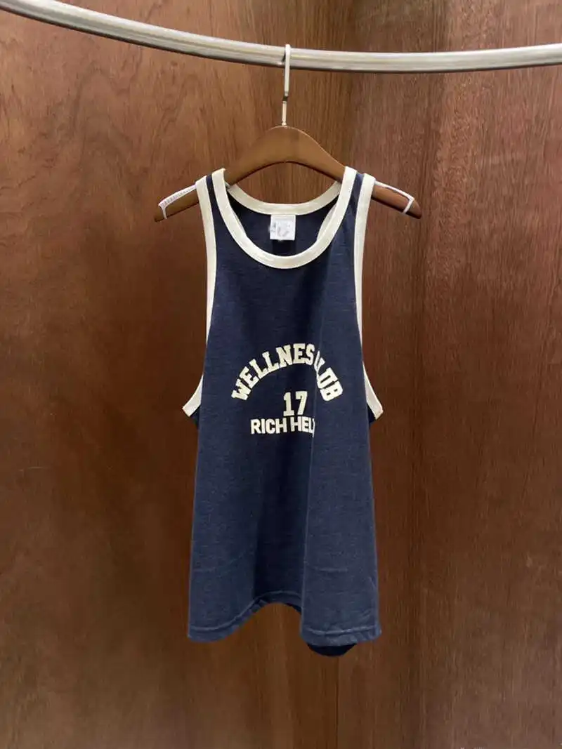 Dongda Gate Primavera Verano 2025, Nuevo Chaleco Versátil con Estampado de Letras en Bloques de Color, Top Holgado para Mujer, Estilo Informal, Delgado, para el Trabajo...