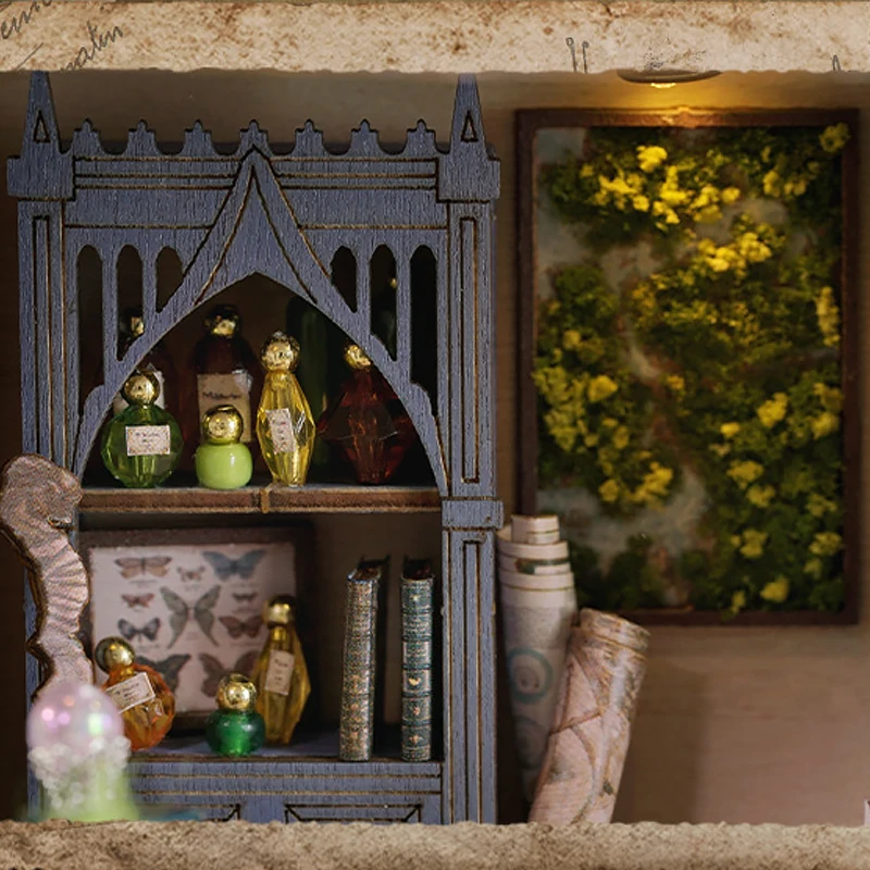 Zuuton DIY Miniature Magic Doll House Kit Wooden Gothic Clock Tower Building Model with LED Light Creative Gift for Home Decor