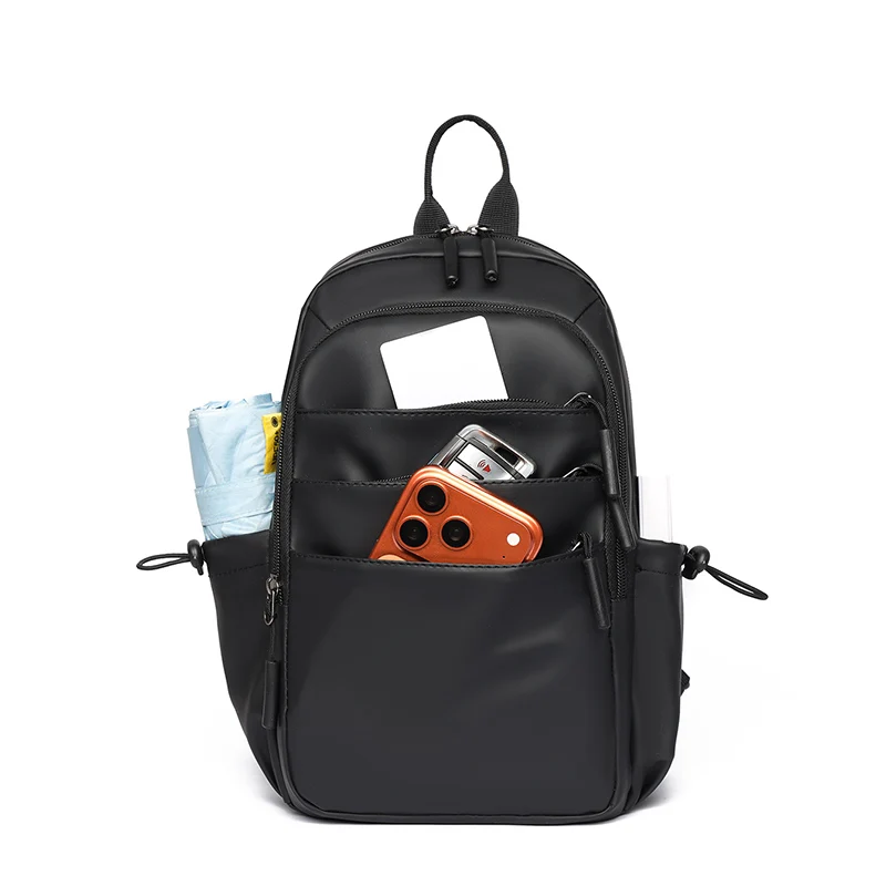 Travel Portable Men's Small Crossbody Chest Bag Double Shoulder Backpack Waterproof Leisure Shopping Outing Bag Fabric
