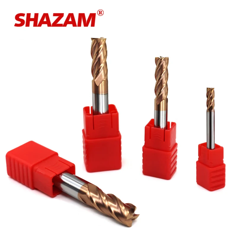 Shazam 4-Shank Hrc55 4-Fluit Flat End Mill Wolfraam Staal Carbide Legering Coating 10 Stuks Frees Voor Cnc Bewerkingsendmills