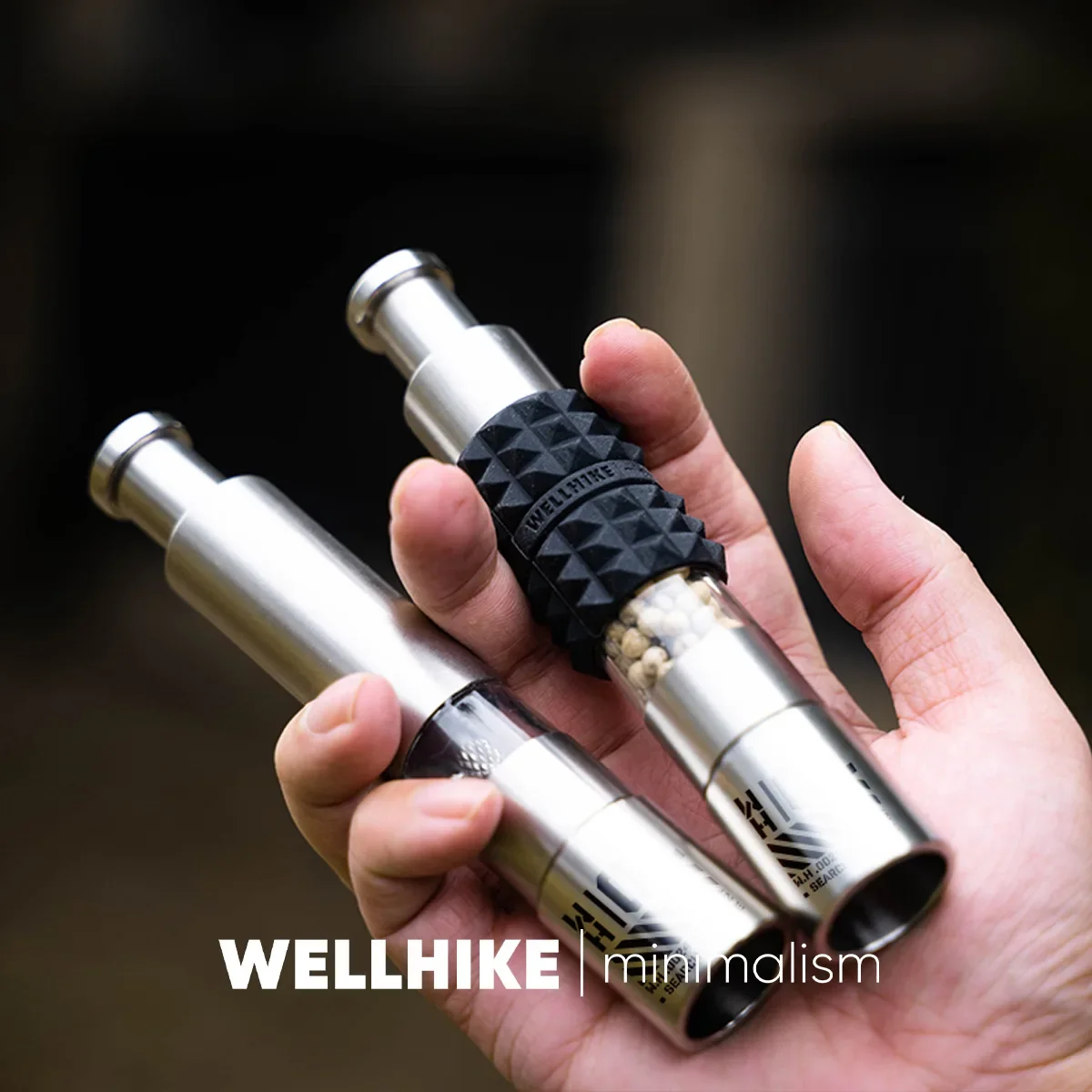 Thumb Push Manual Pepper Mill Stainless Steel One Hand Operated Thumb Press Spice Grinder Household Kitchen Seasoning Tools