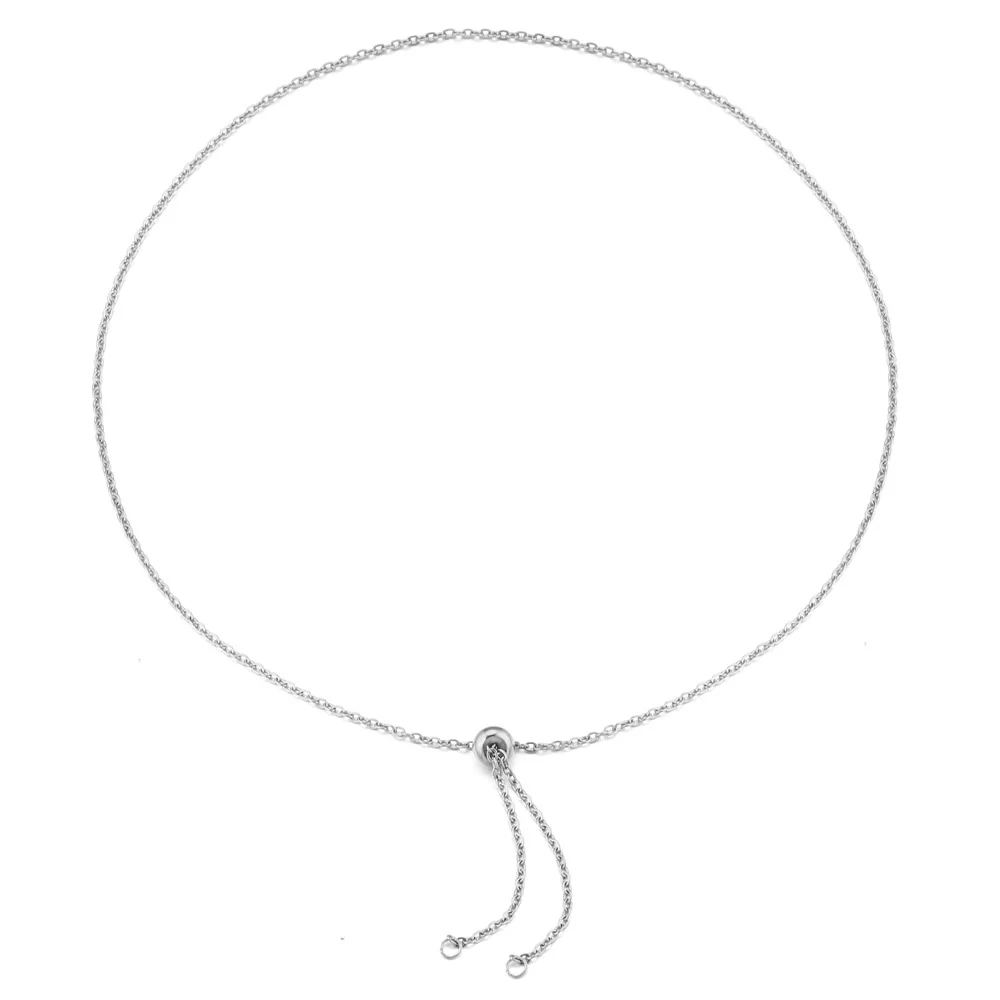 5Pcs Adjustable Stainless Steel Slider Necklace & Bracelet Cable Cuba Chains with Stopper Beads for DIY Jewelry Making Wholesale