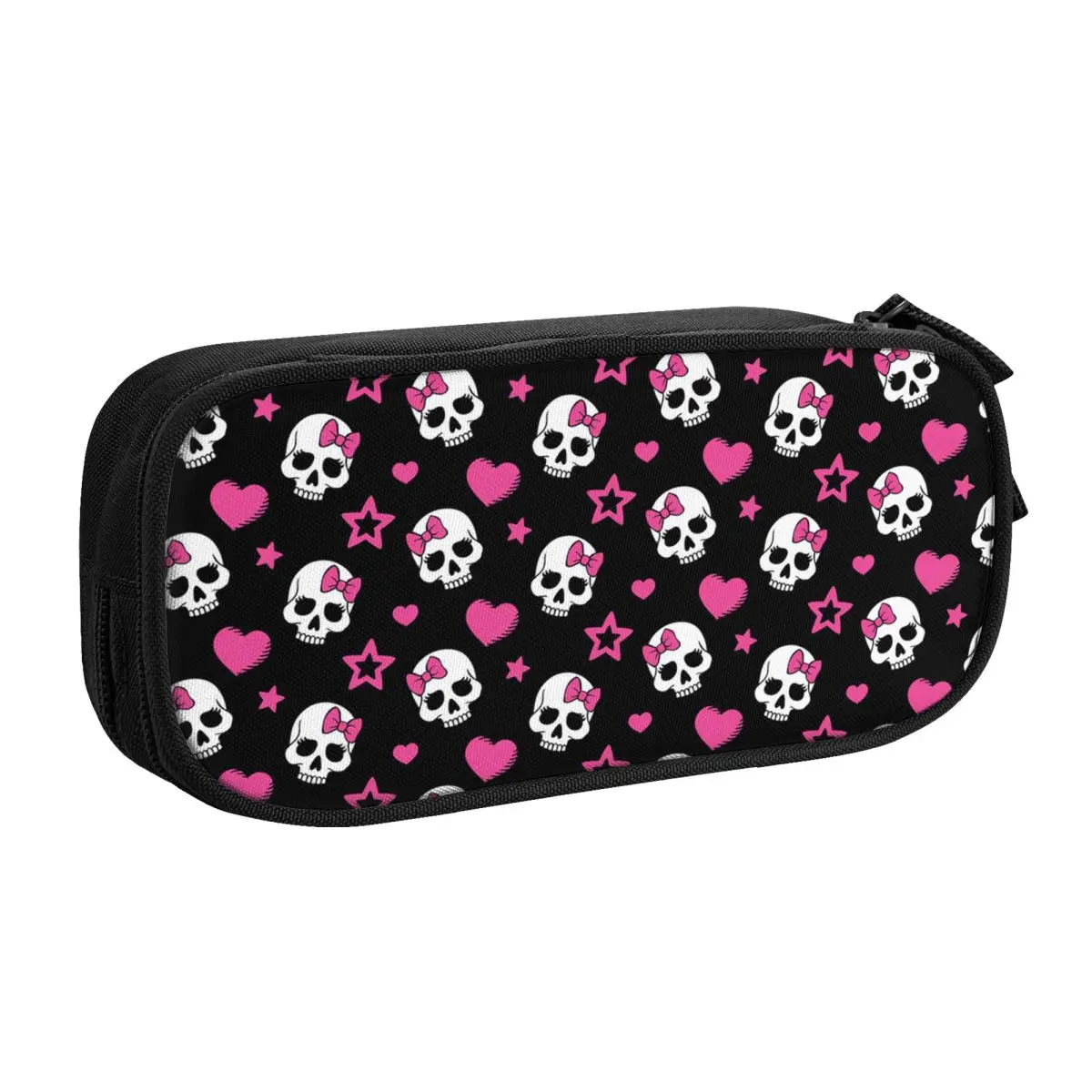 Custom Gothic Skeleton Death Skull Kawaii Pencil Case Girls Boys Large Storage Pencil Pouch Students Stationery