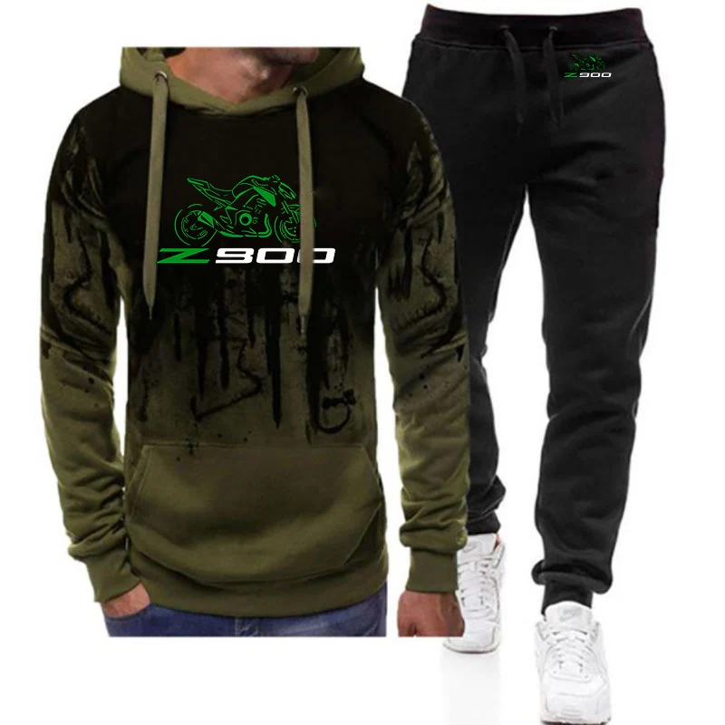 

2026 Spring And Autumn Men's Motorcycle Z 900 Logo Print Sweatshirt Hooded Pullover Hoodies Leisure Long Pants Popular Suits