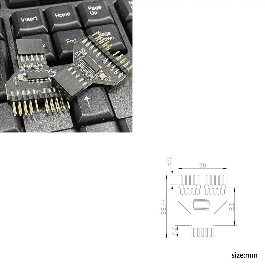 R53C Portable USB 9 Pin Header 1 to 2 Extension Adapter for Easy Connectivity