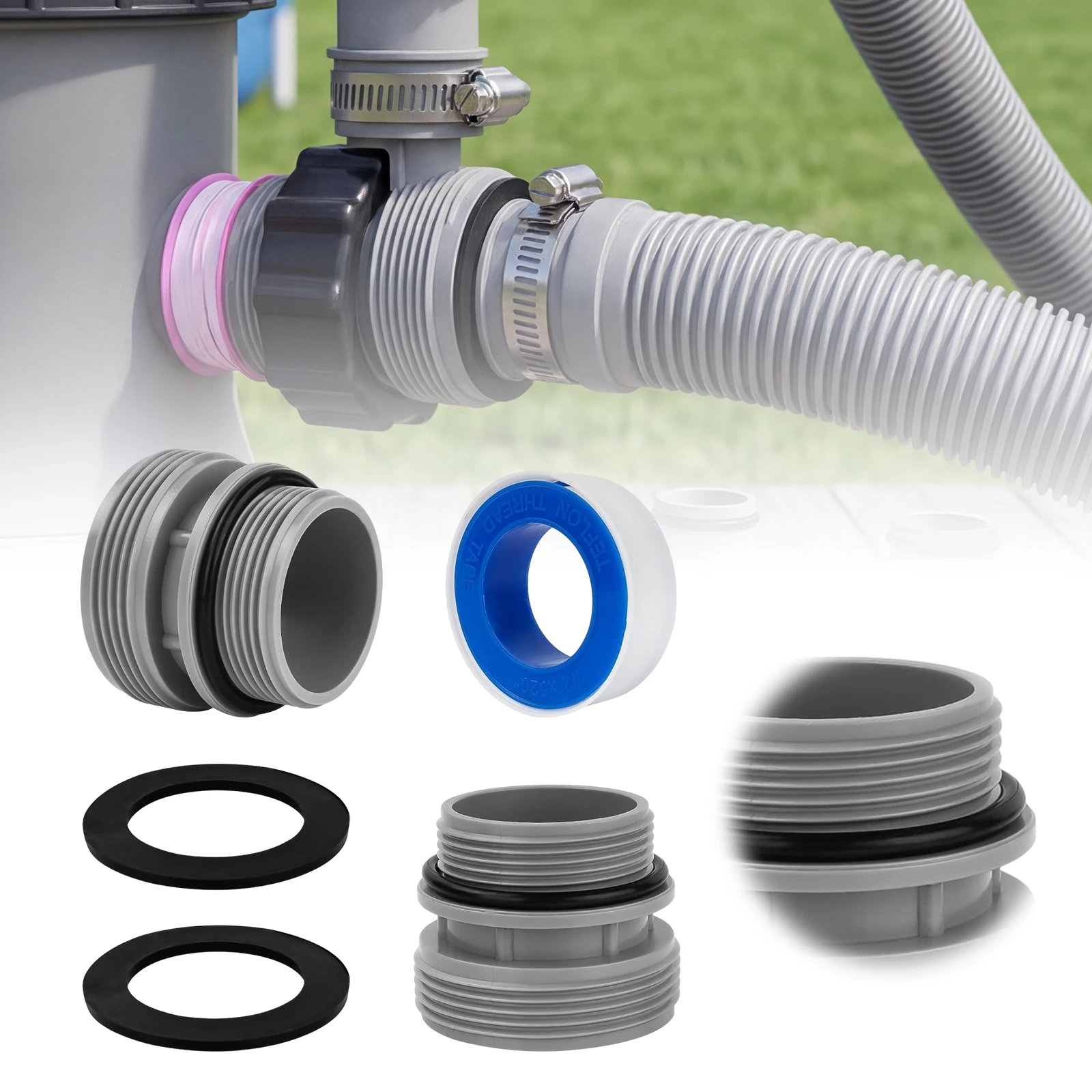 Fit for Intex Pool Hose Fitting Adapter Kit Leak Proof 40mm To 1 1/2In Pump Replacement Connects Pools Filter Pumps Piping Parts
