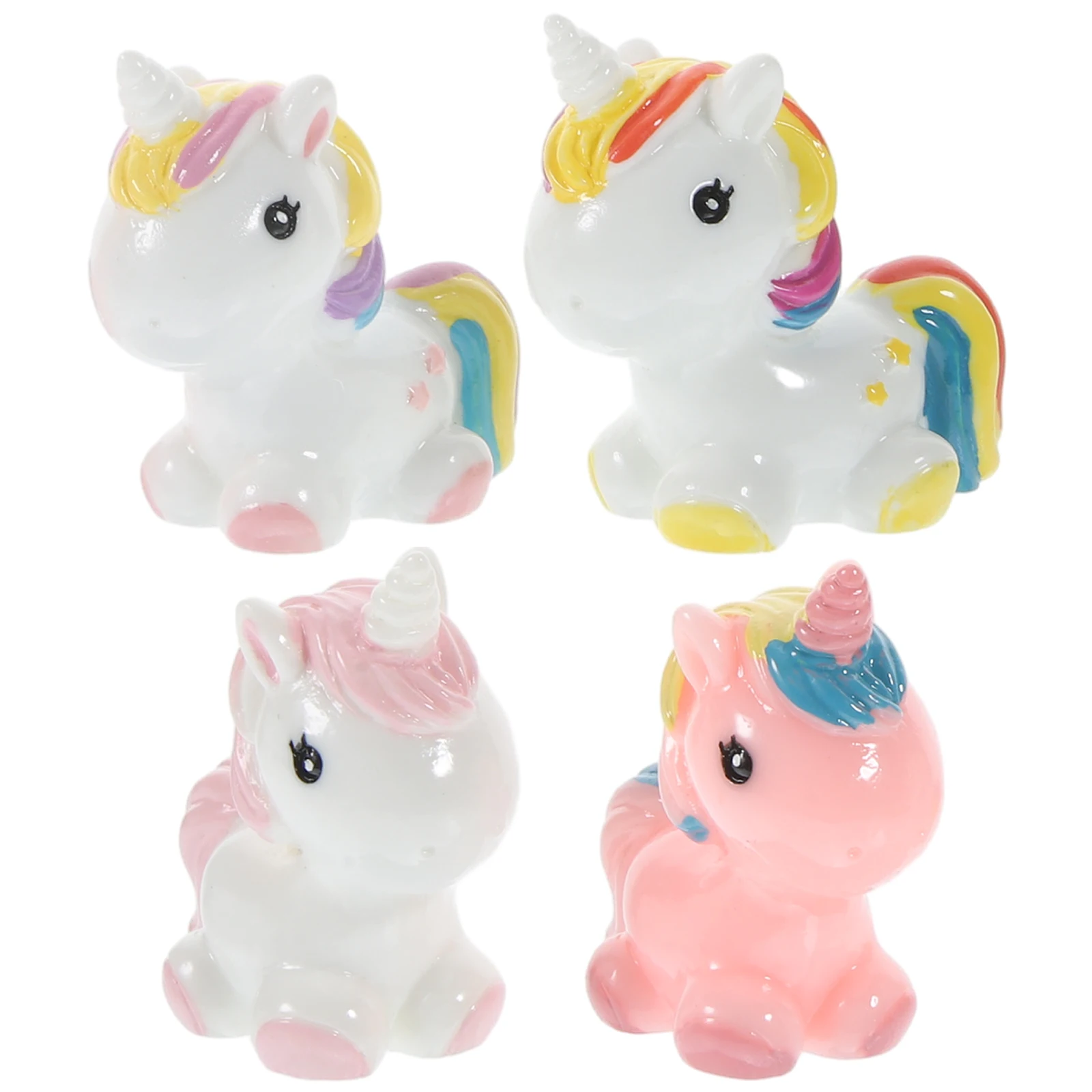 

4 Pcs Figurines Micro L scape Unicorn Resin Miniatures Colorful Decorative Micro L scape Cake Topper Gaming Accessories
