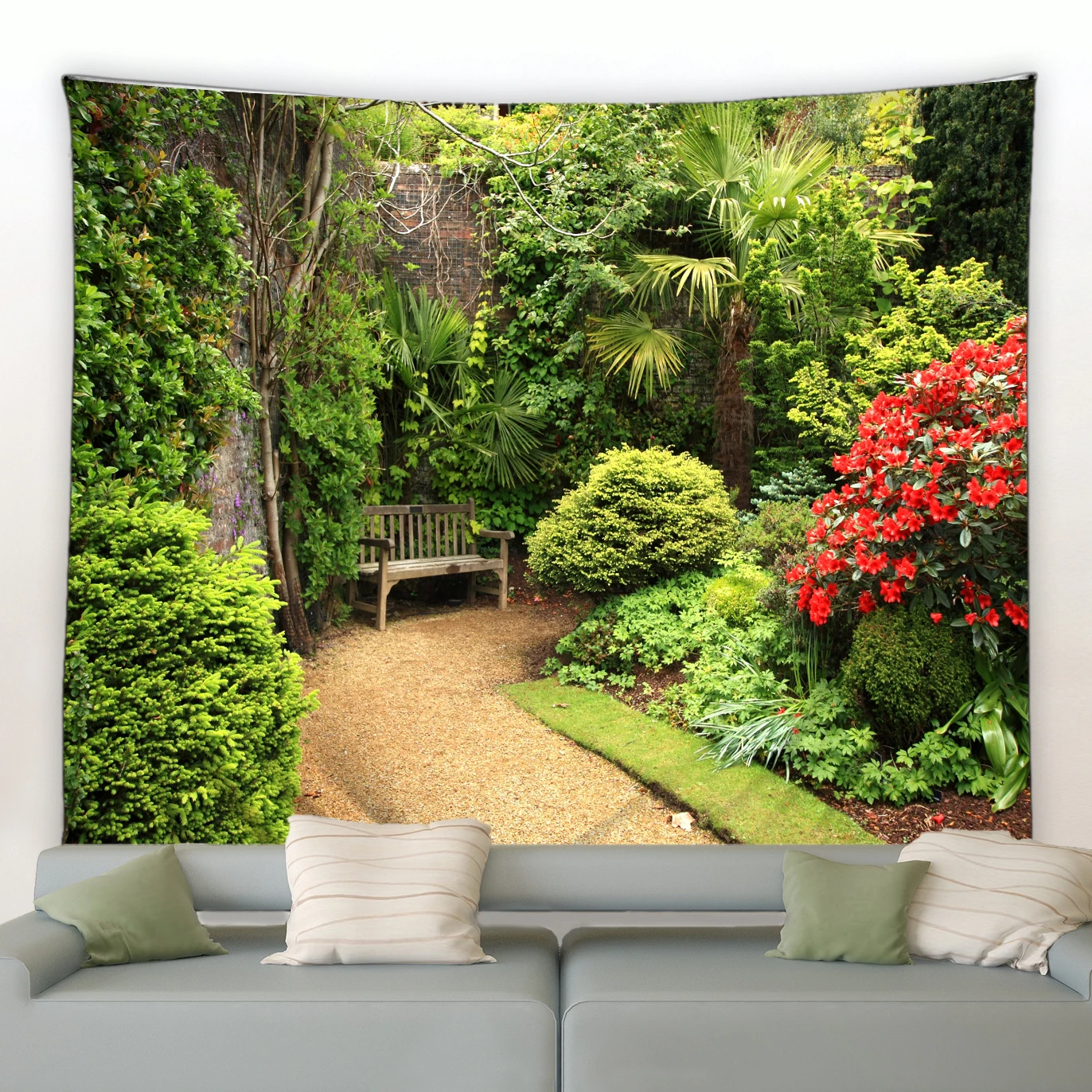 Modern Garden Big Tapestry Nature Flowers Plants Vines Spring Park Scenery Fabric Print Wall Hanging Home Courtyard Decor Murals