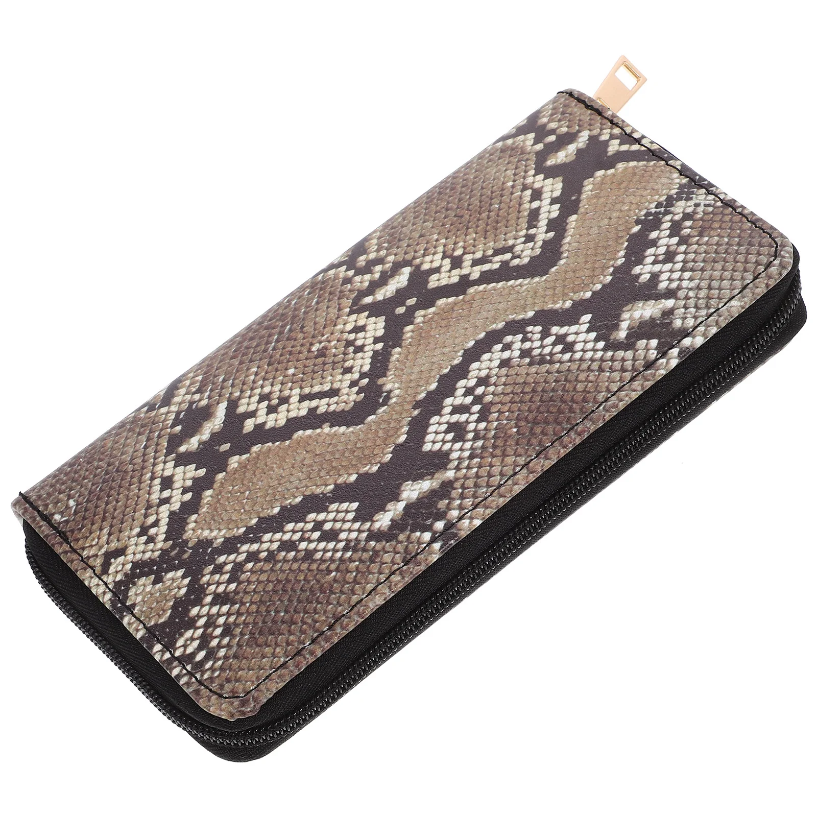 Snakeskin Pattern Women Wallet PU Clutch Purse Zipper Large Capacity Lightweight Practical Durable Gift Party Shopping