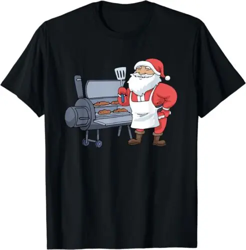 Christmas Barbecue, Santa Claus Grill Smoker Steak BBQ T-Shirt S-5XL