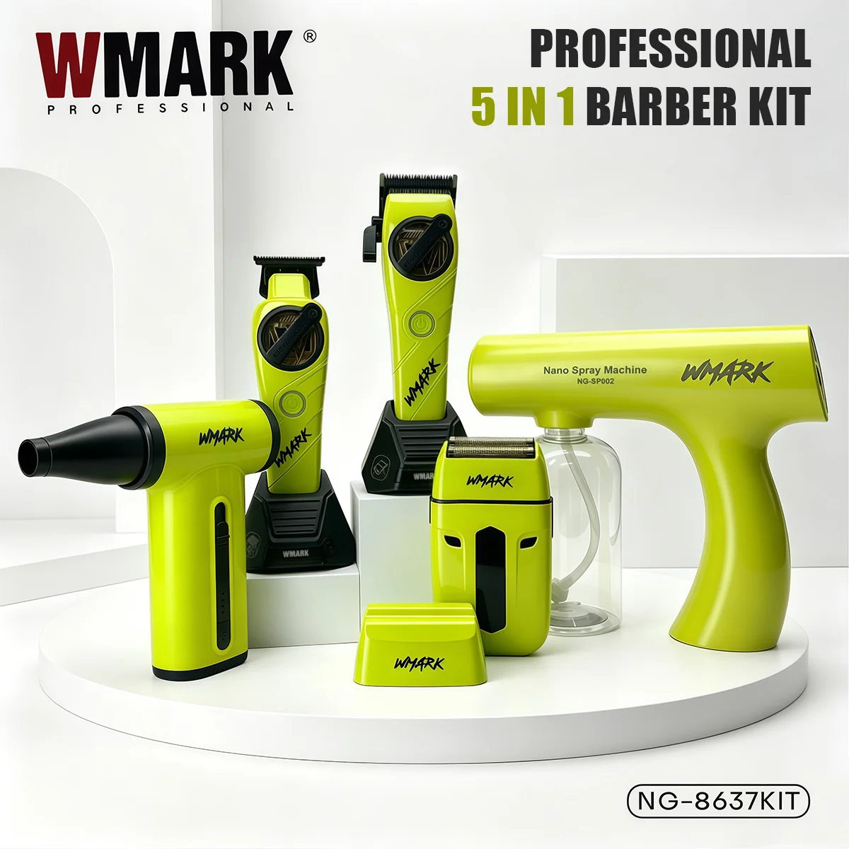 Hair Trimmers 5 in 1 Barber KIT Professional Shaver Hair Dryer and Spray Bottle Gift Box Trimmer NG-8637 NG-8613 NG-TB001