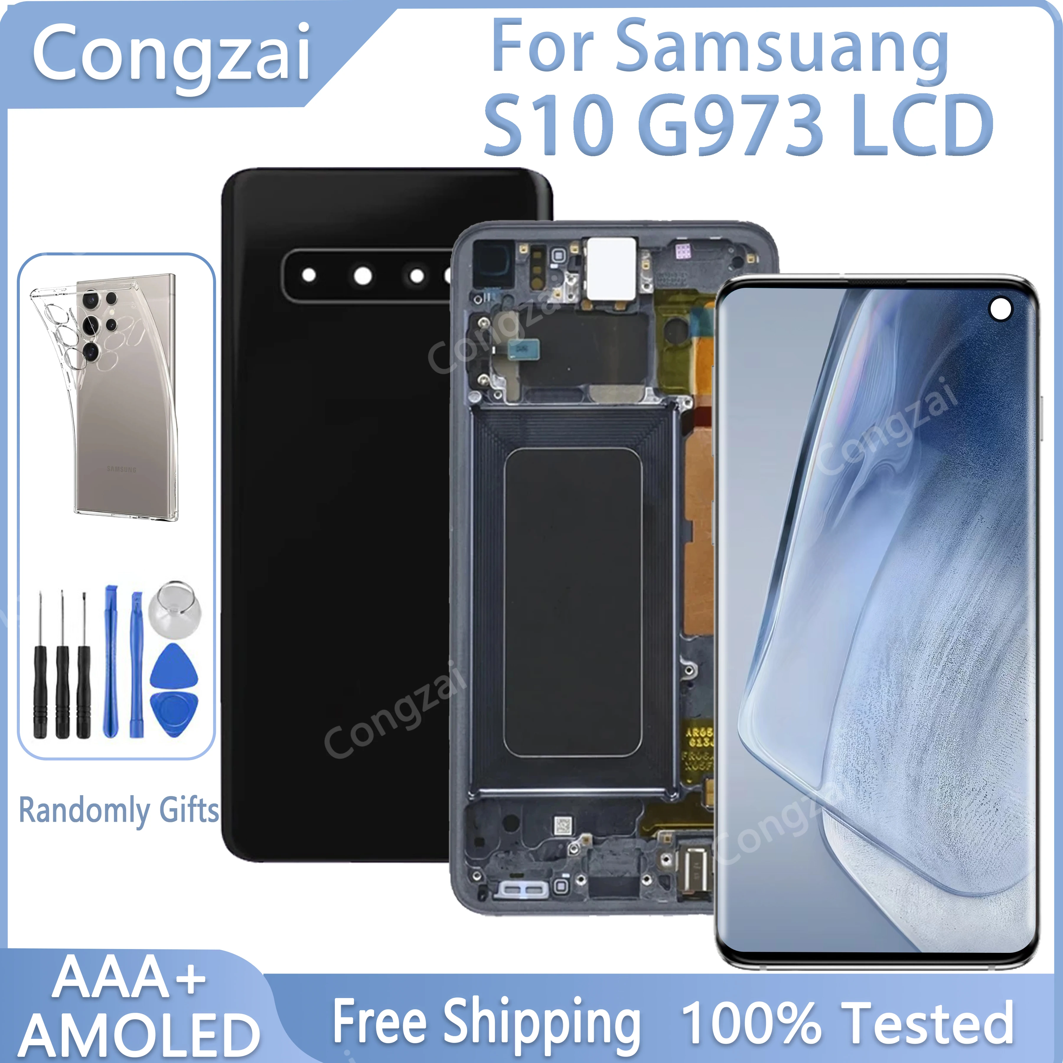 

100% Tested Screen For Samsung Galaxy S10 G973 G973F LCD Super Amoled Display Touch Digitizer Assembly Replacement ,With Frame