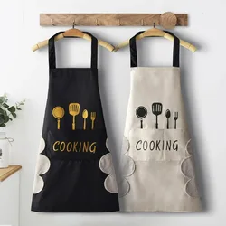 Grembiuli da cuoco per donna e uomo con tasche grembiule da cucina di alta qualità con tasche per salviette impermeabili per cucinare e cuocere al forno