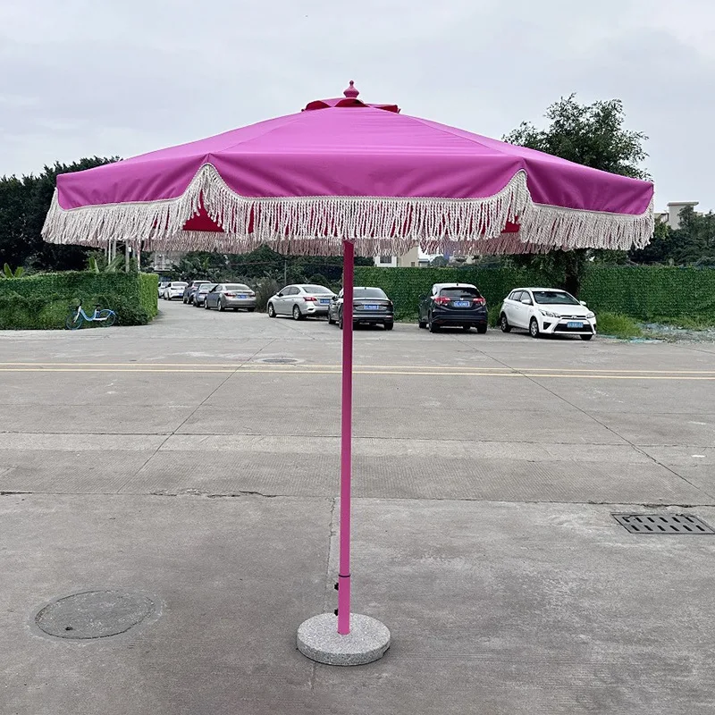 

Tassel umbrella outdoor parasol classical Chinese garden scenic beach sun umbrella large outdoor central column garden umbrella