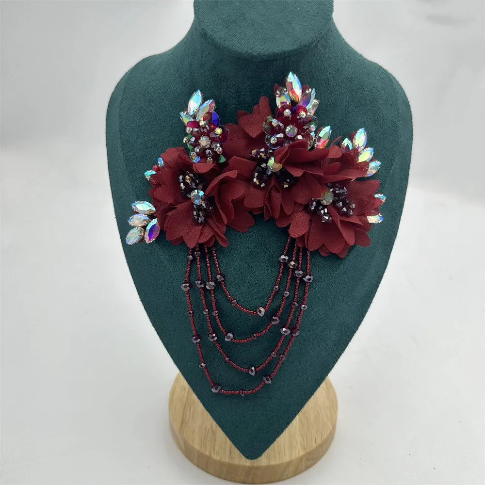 Fabric Flower with tassels For Wedding accessories sewing christmas materials for DIY