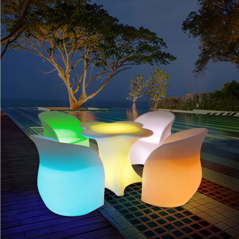 REAQ LED Plum BarTable 80x78x71cm With Remote Control For Garden Picnic Wedding Party Events Luminous Outdoor Furniture OEM ODM