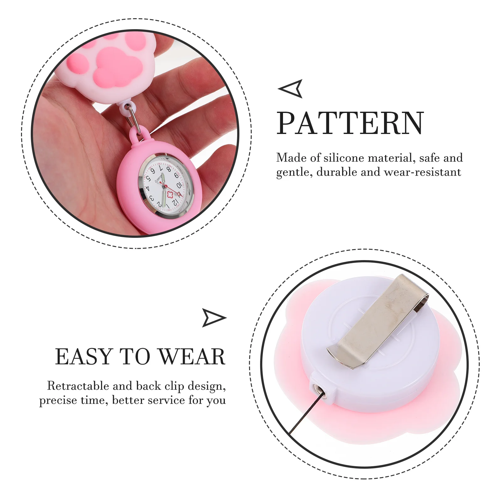 

2Pcs Silicone Nurse Watches Retractable Clip-on Pocket Watch Stretchable Digital Watch for Medical Professionals