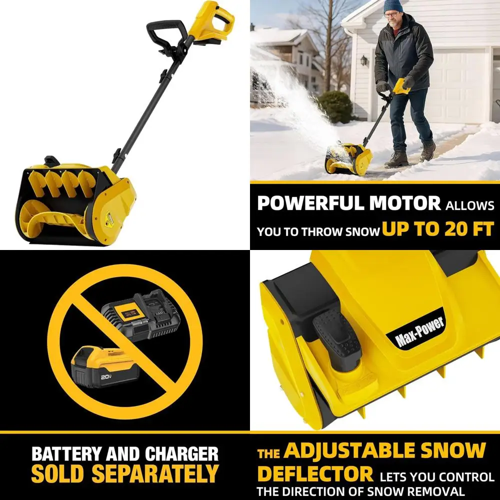 

Легкий электрический снегоочиститель шириной 12, глубиной 6 В, 20 футов, бросок 20 футов, только инструмент, без аккумулятора/зарядного устройства