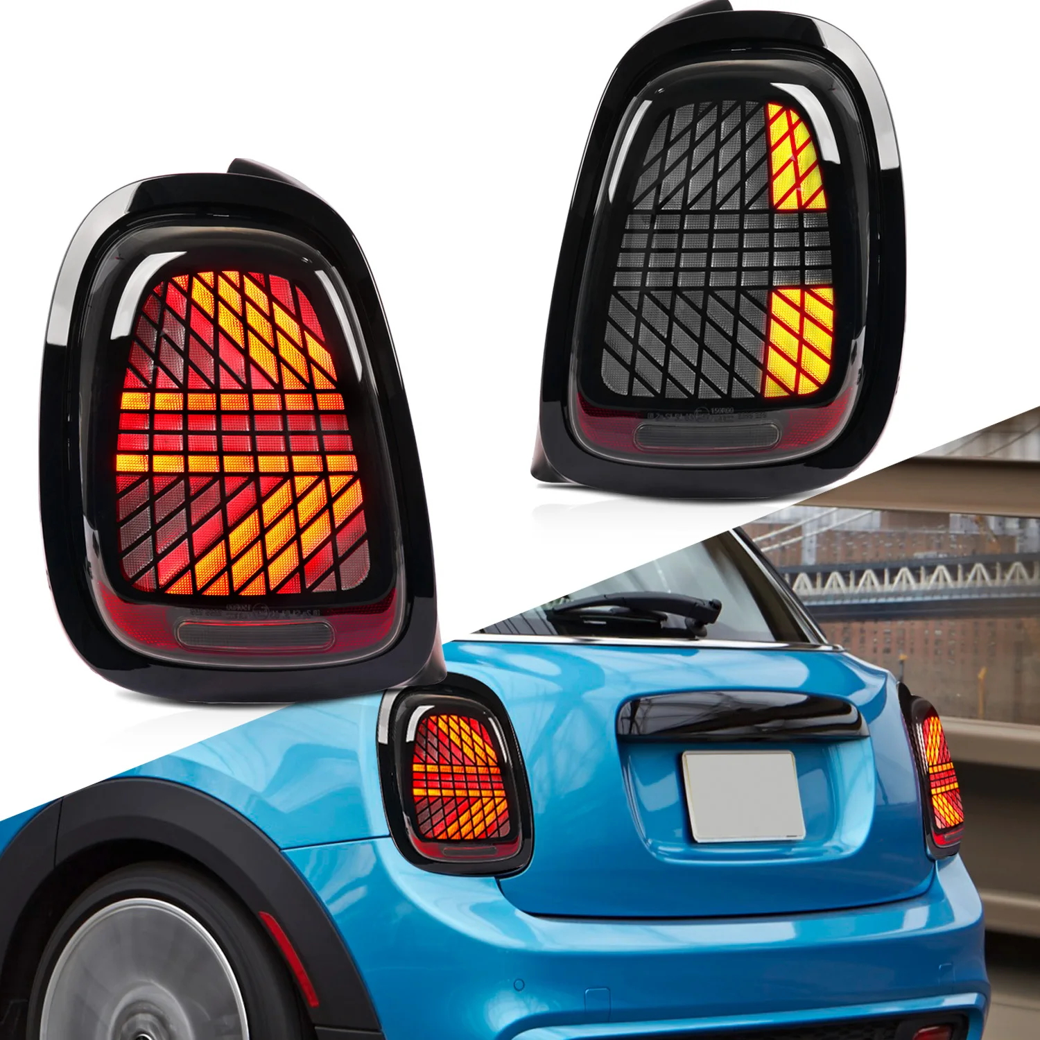 Archaic LED F66 Design Stop Lamp Startup Sequential Turn Signal Rear Lights forMini Cooper F55 F56 F57 Tail Lights 2014-2024